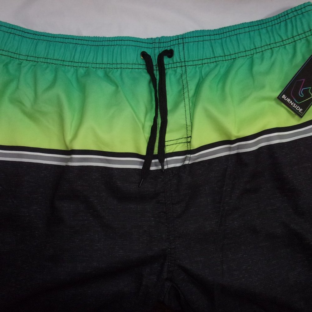Burnside Lime and Charcoal Swim Shorts